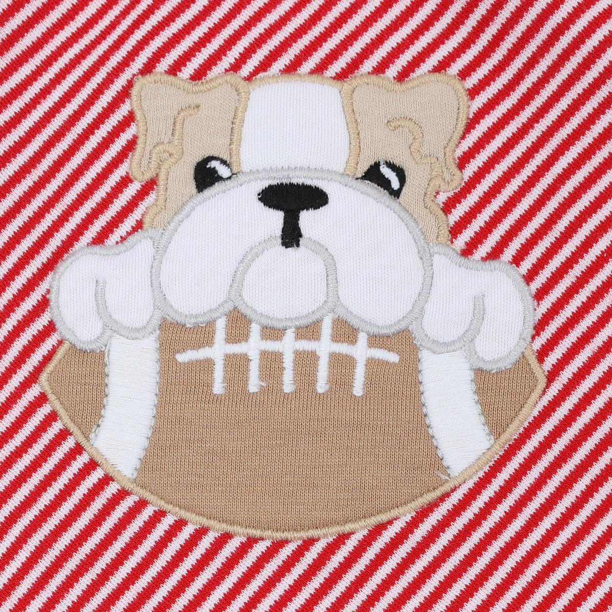 Bulldog Pride Applique Long Pajamas - Red Boy