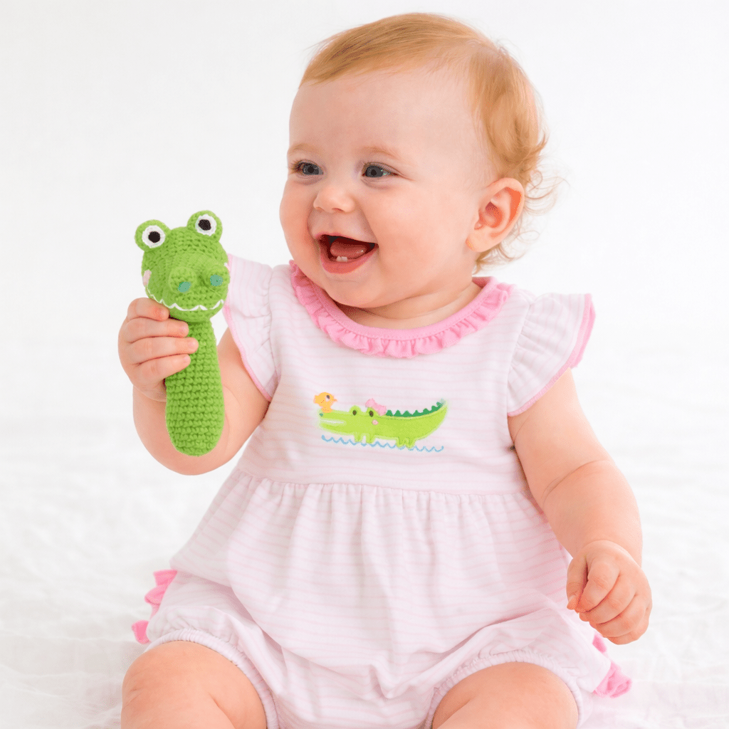 Alligator Crochet Stick Rattle - Magnolia BabyRattle
