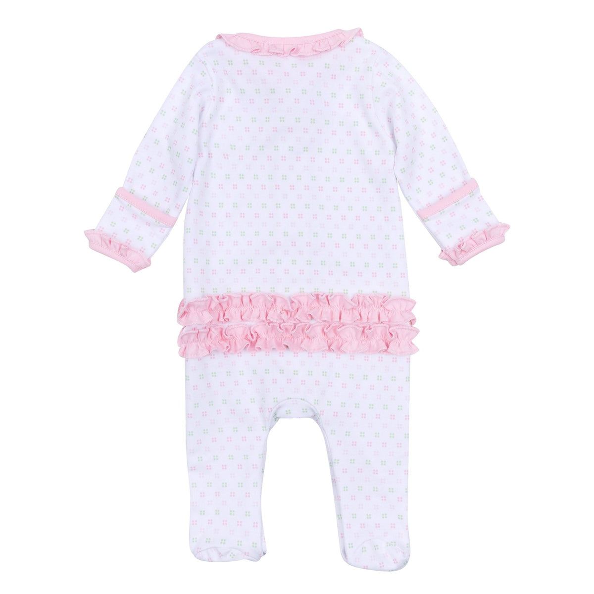 Alligator Pie Embroidered Ruffle Footie - Pink - Magnolia BabyFootie