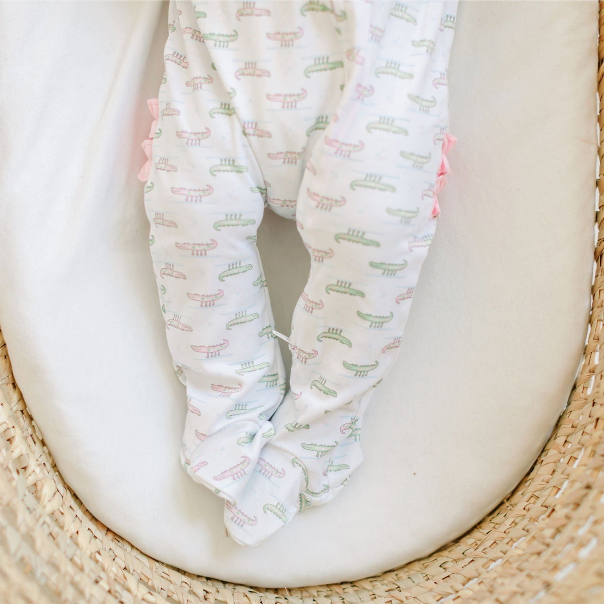 Alligator Pie Print Zip Footie - Pink - Magnolia BabyFootie