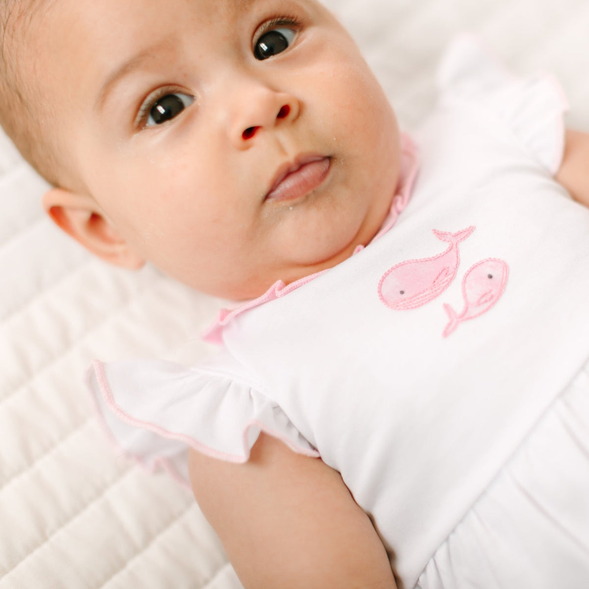 Azure Whales Ruffle Bubble - Pink - Magnolia BabyBubble