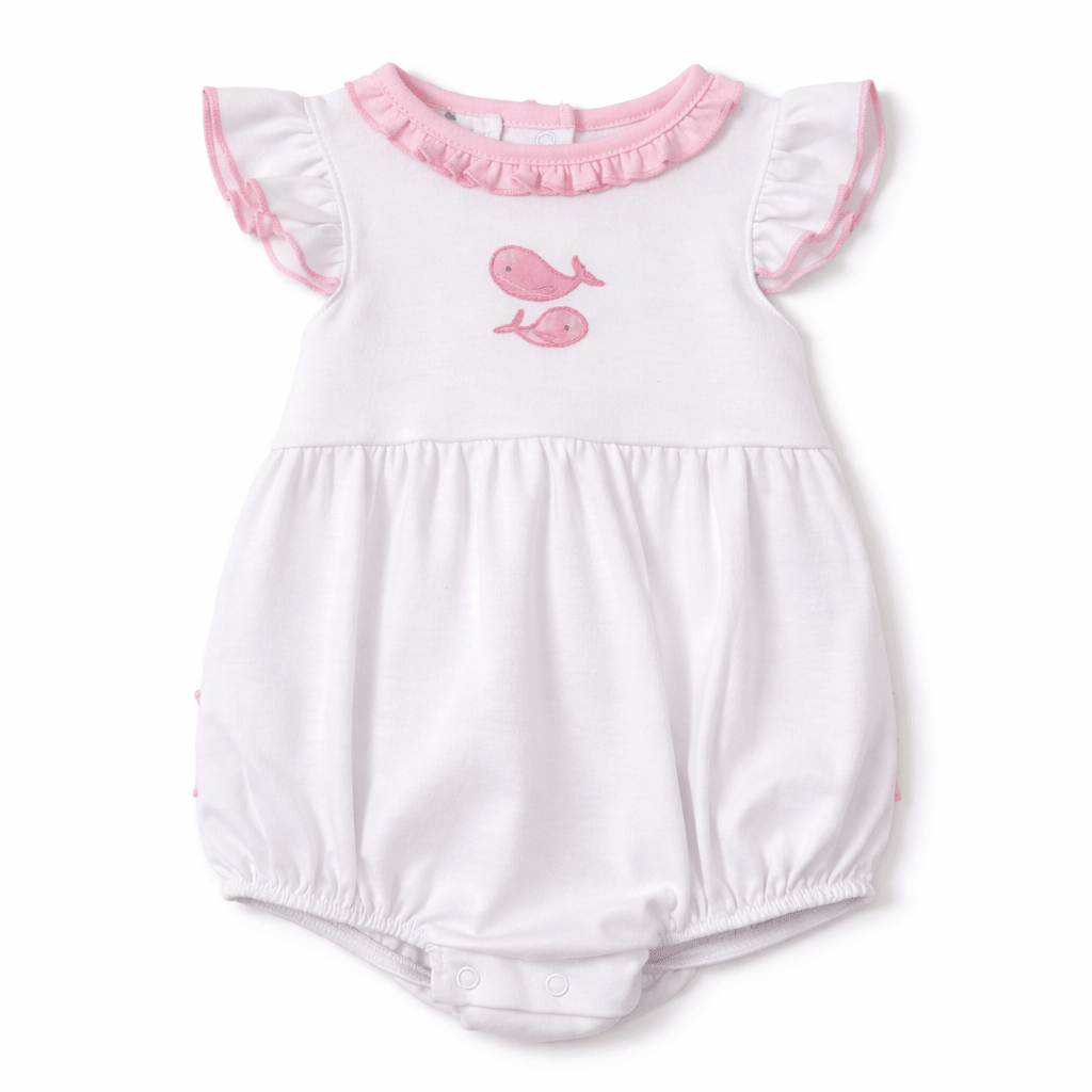 Azure Whales Ruffle Bubble - Pink - Magnolia BabyBubble