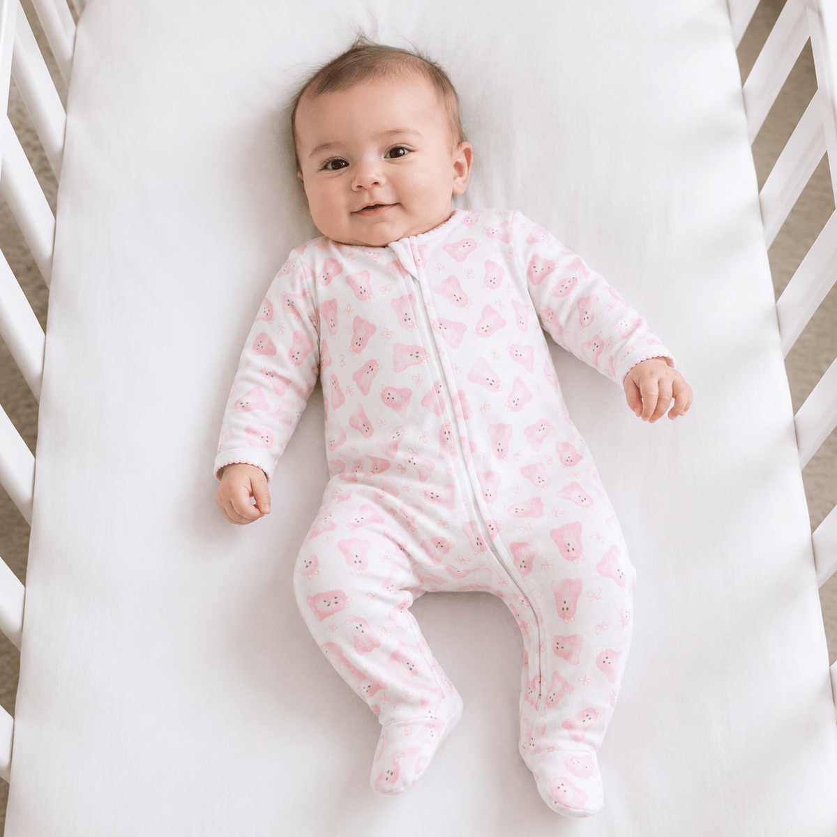 Magnolia Baby_Baby Boo Print Zip Footie with Flap - Pink_1
