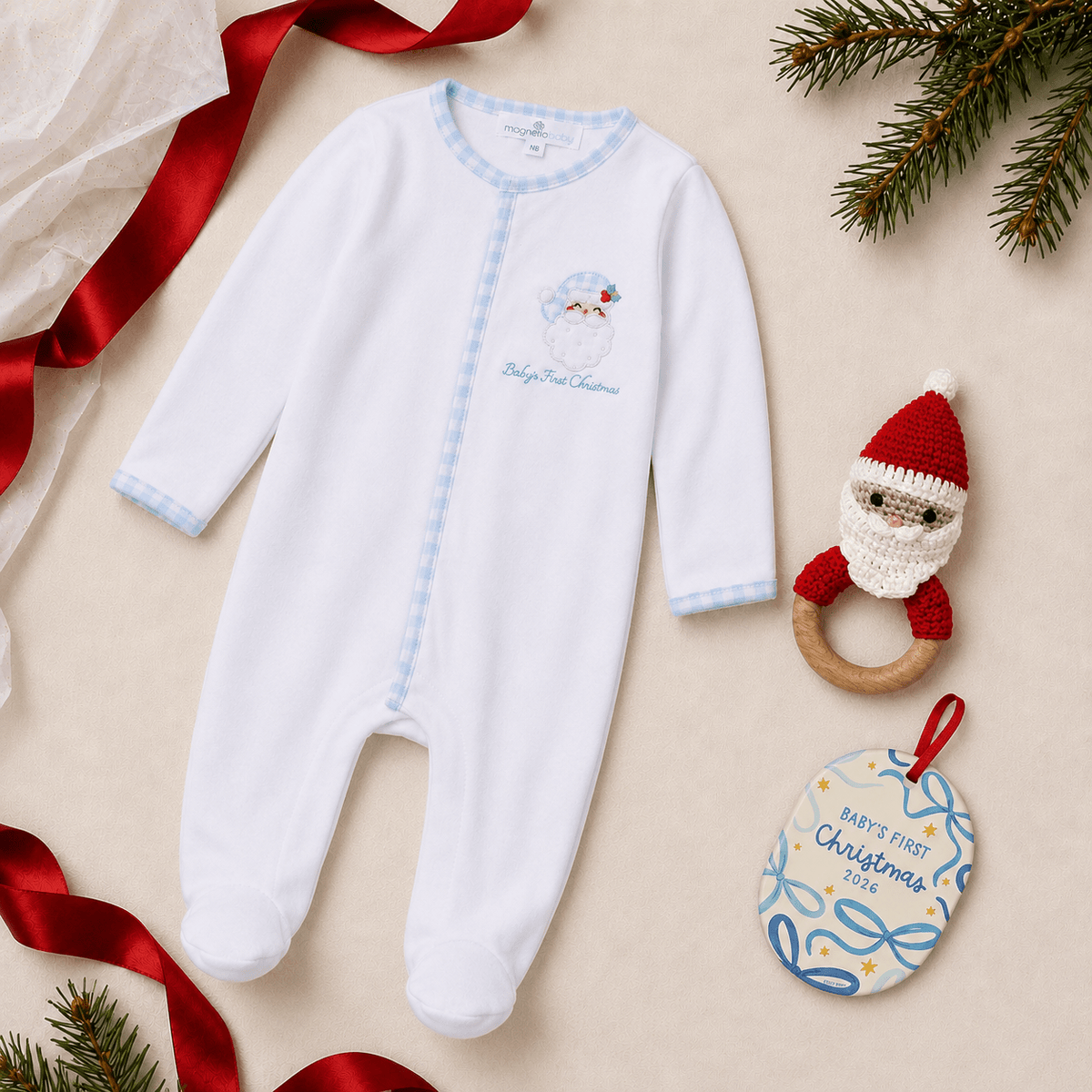 Magnolia Baby_Baby Boy 1st Christmas Footie Gift Set - Santa Baby_1