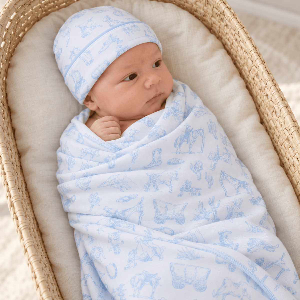 Magnolia Baby_Baby Boy Swaddle Gift Set - Wild West Toile_1