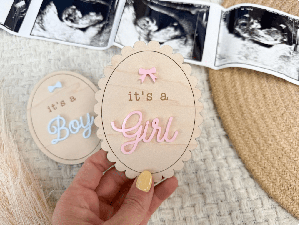 Baby Gender Reveal and Stats Sign - Magnolia BabyPhoto Prop
