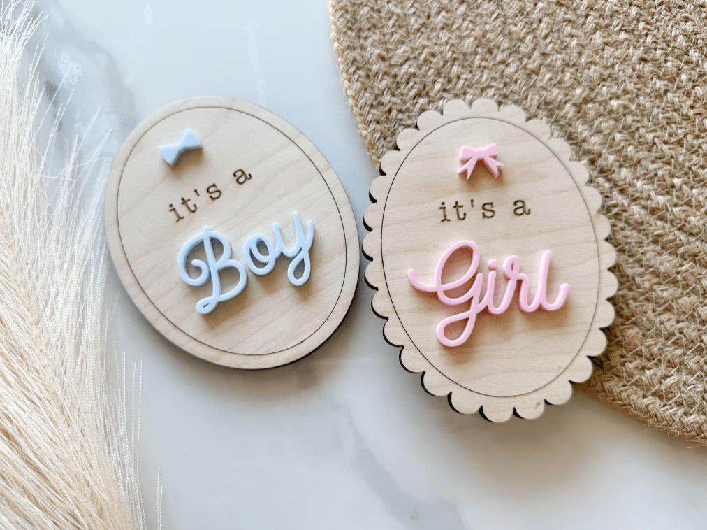 Baby Gender Reveal and Stats Sign - Magnolia BabyPhoto Prop