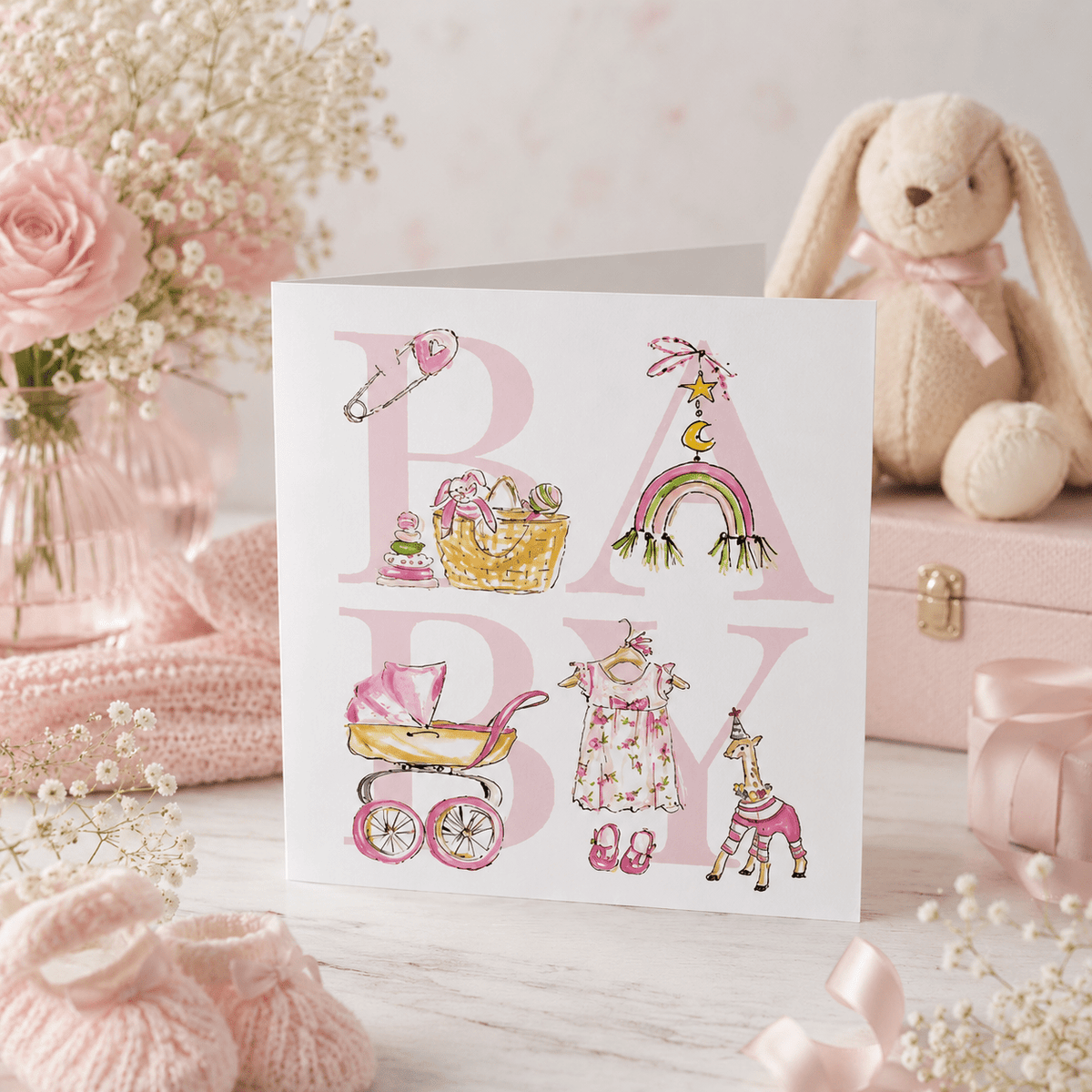 Baby Gift Enclosure Card - Pink - Magnolia BabyStationery