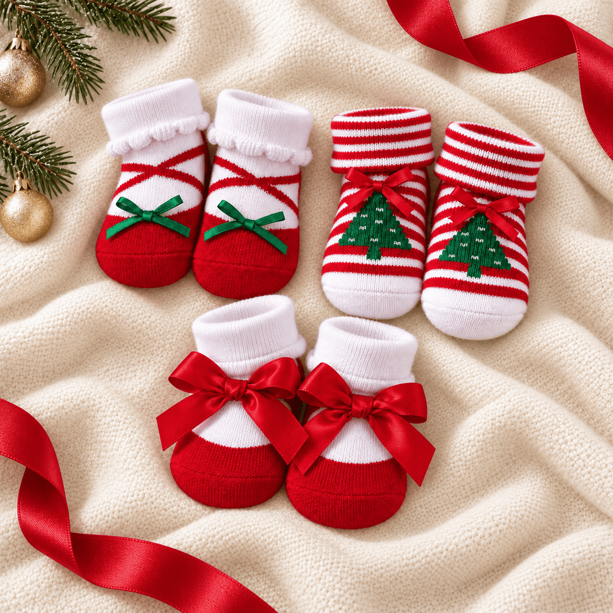 BabyVision_Baby Girl Christmas Socks - Set of 3_1