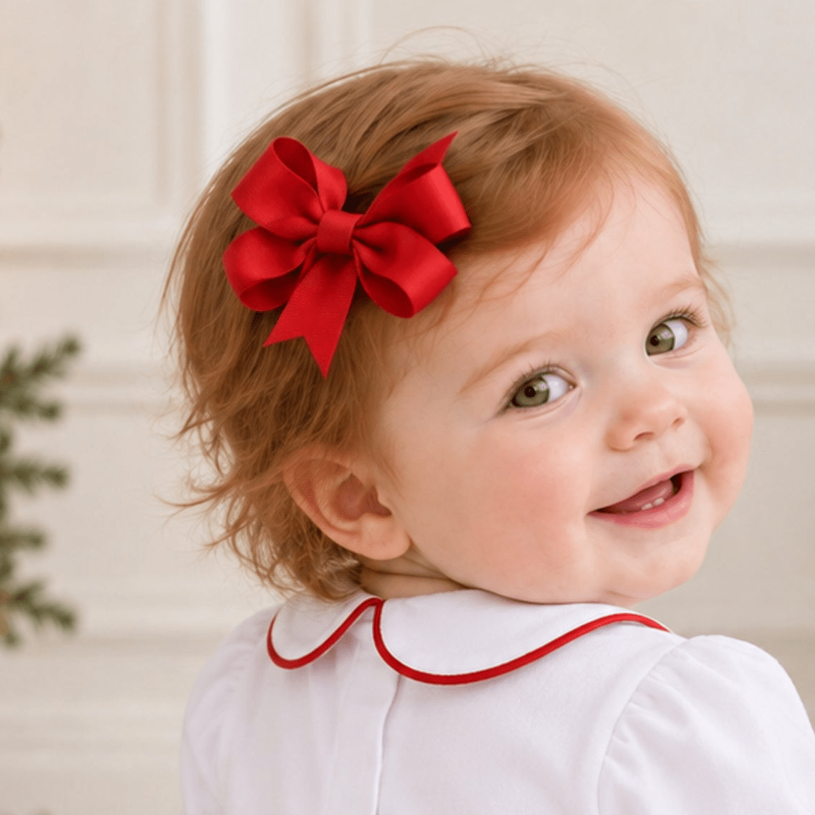 Bows Arts_Baby Girl Classic Grosgrain Bow - Red - 2 Inch_3