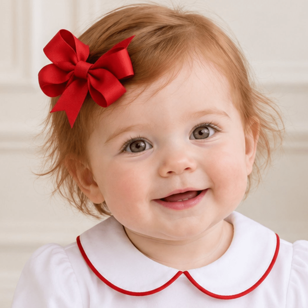 Bows Arts_Baby Girl Classic Grosgrain Bow - Red - 2 Inch_4