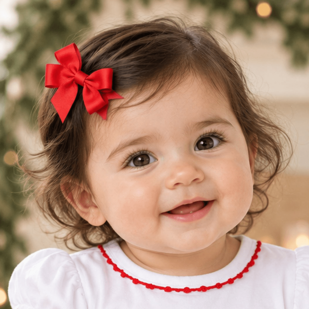 Bows Arts_Baby Girl Classic Grosgrain Bow - Red - 2 Inch_1