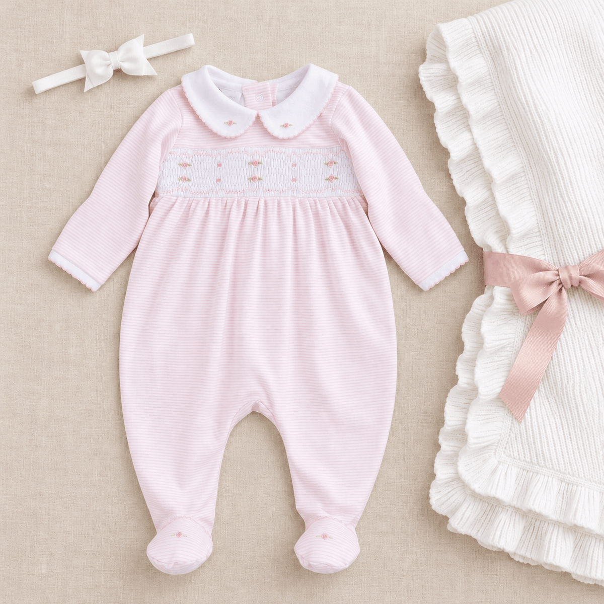 Magnolia Baby_Baby Girl Smocked Footie Gift Set - Anna_2