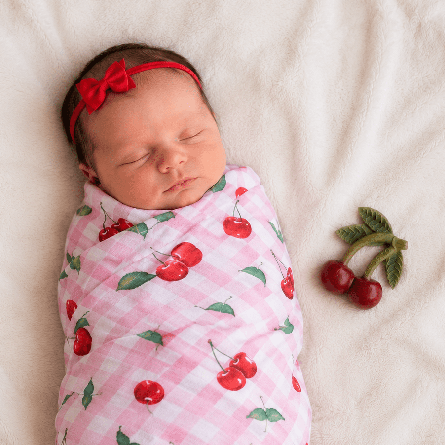 Baby Girl Swaddle Gift Set - Cherry - Magnolia BabySwaddle Gift Set