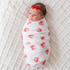 Magnolia Baby_Baby Girl Swaddle Set - Pink Crab - Red Headband_1
