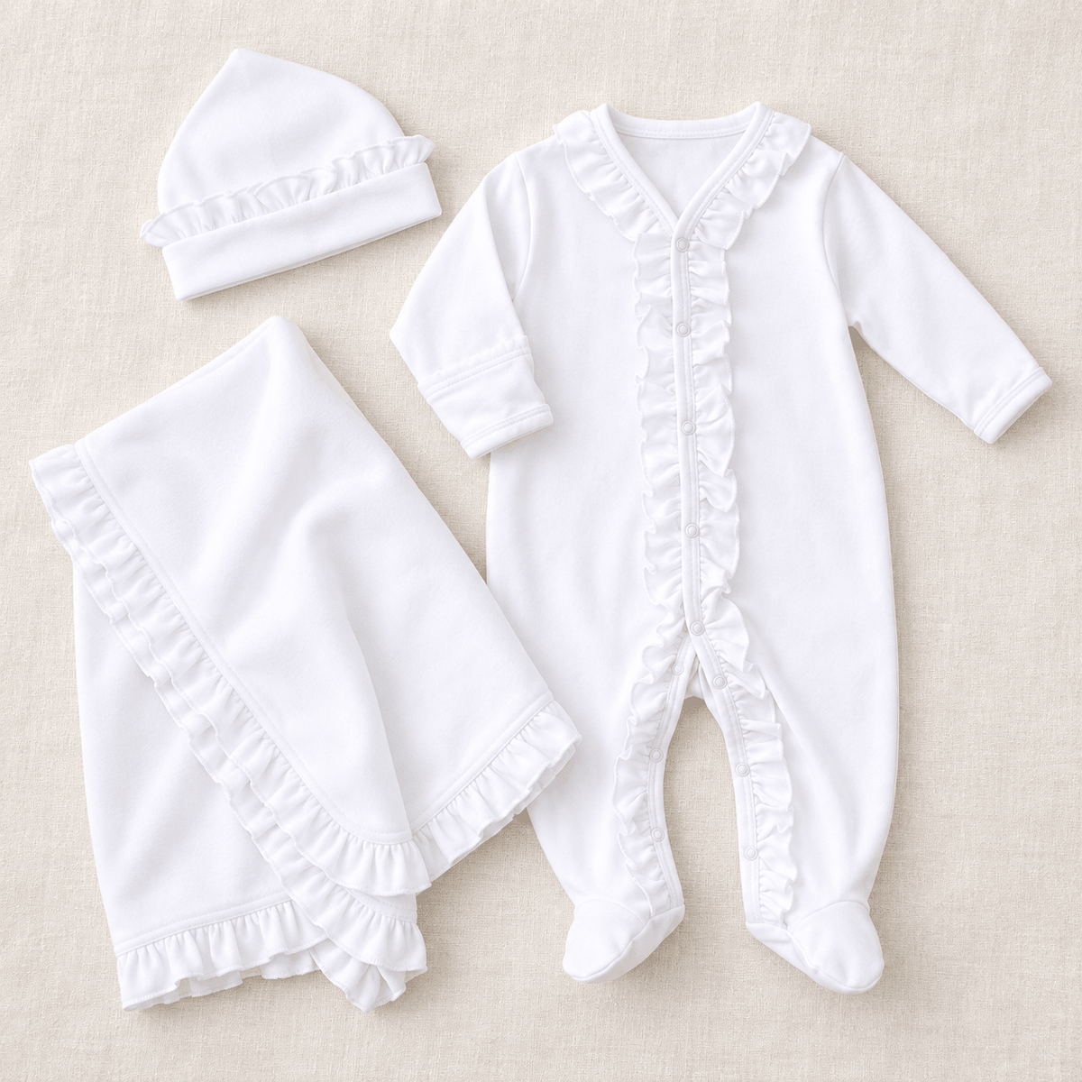Magnolia Baby_Baby Girl Take Me Home Set - Essential White Ruffles_2