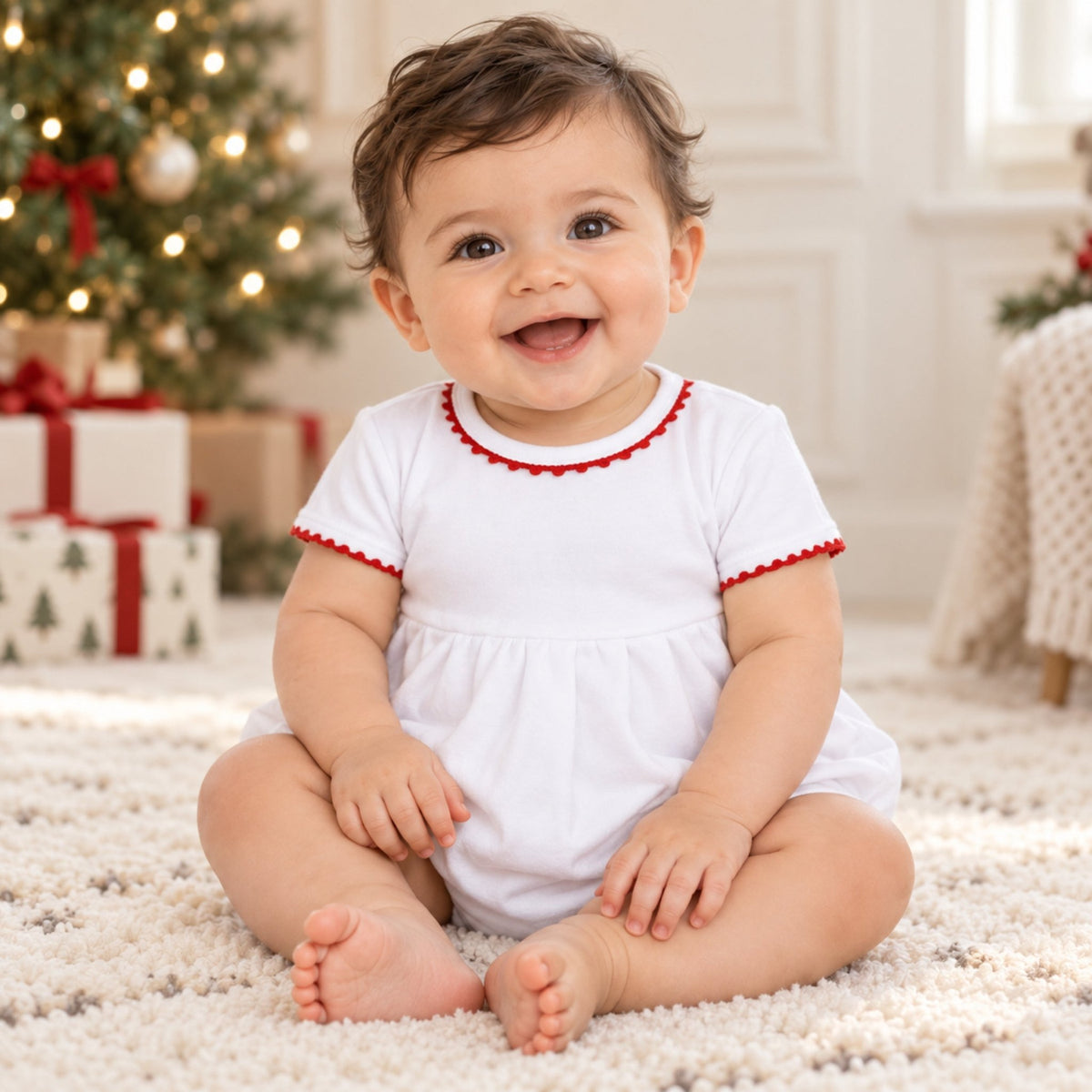 Magnolia Baby_Baby Joy Boy Christmas Bubble with Red Crochet Trim_1