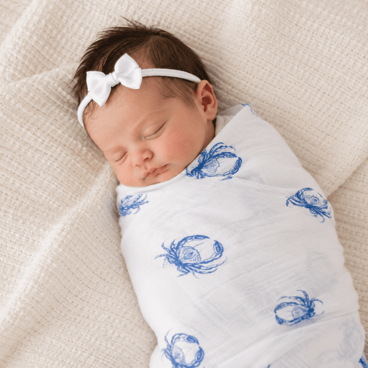 Little Hometown_Baby Muslin Swaddle Blanket - Blue Crab_2