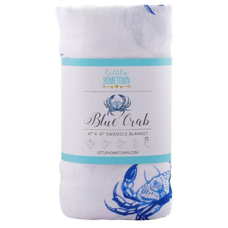 Little Hometown_Baby Muslin Swaddle Blanket - Blue Crab_6