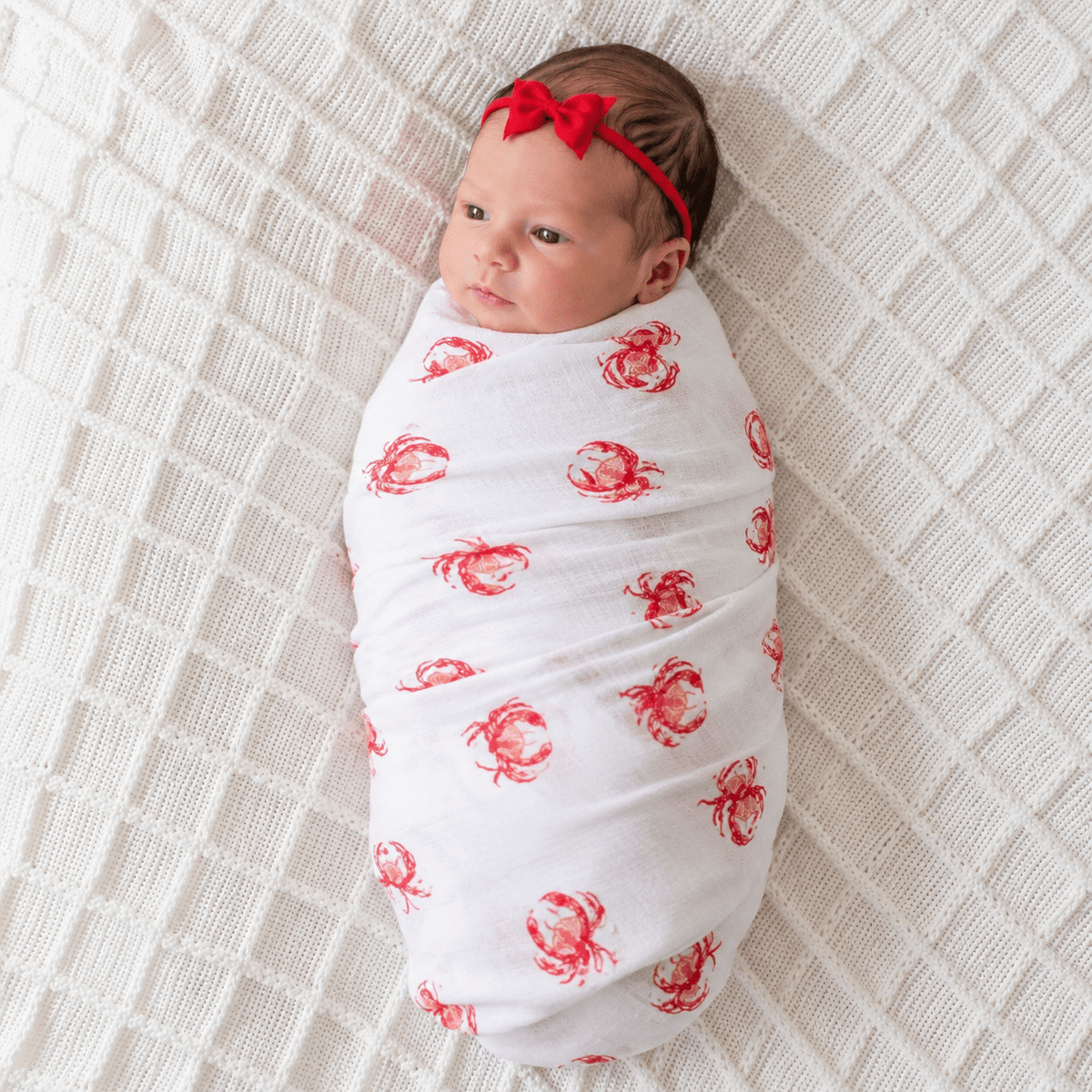 Little Hometown_Baby Muslin Swaddle Blanket - Pink Crab_1