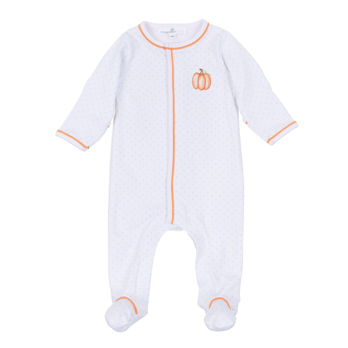 Magnolia Baby_Baby Pumpkin Hand-Embroidered Footie_2