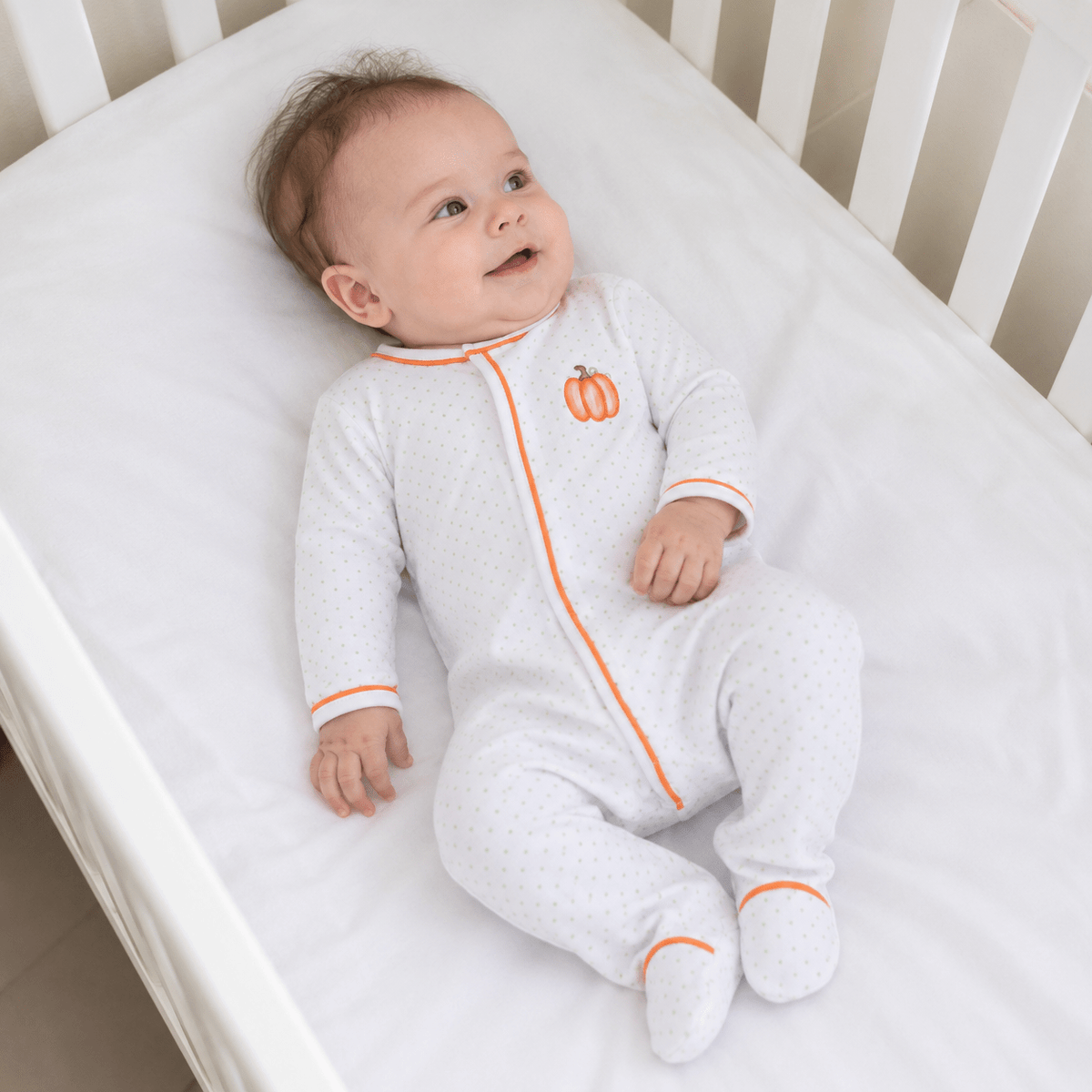 Magnolia Baby_Baby Pumpkin Hand-Embroidered Footie_1