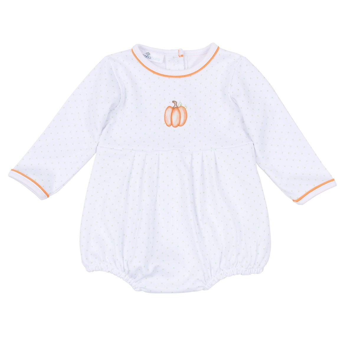 Magnolia Baby_Baby Pumpkin Hand-Embroidered Long Sleeve Bubble_1