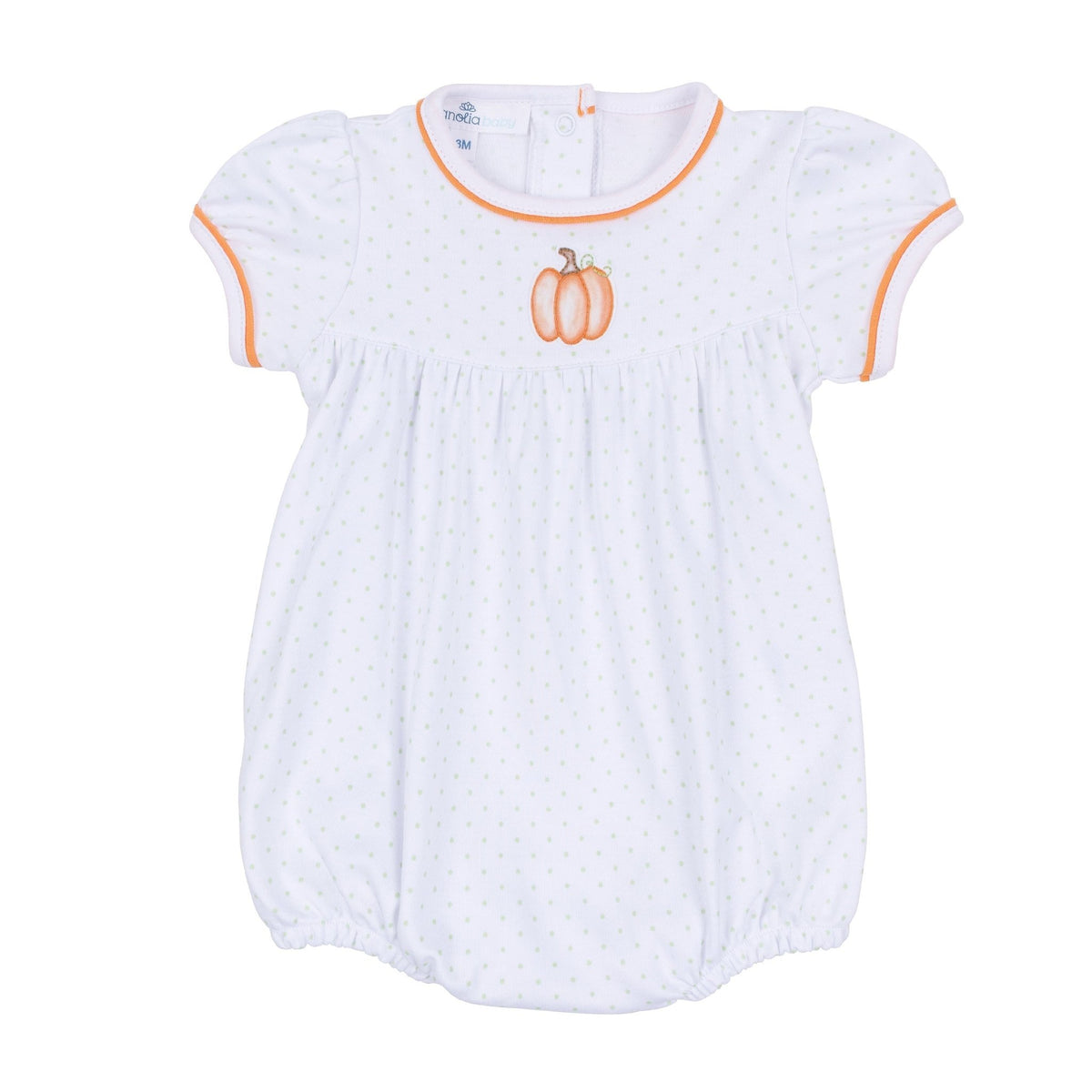 Magnolia Baby_Baby Pumpkin Hand-Embroidered Ruffle Short Sleeve Bubble_2