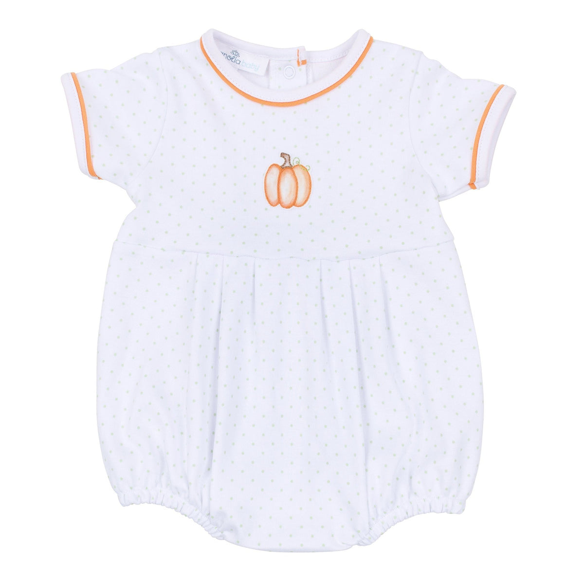 Magnolia Baby_Baby Pumpkin Hand-Embroidered Short Sleeve Boy Bubble_2