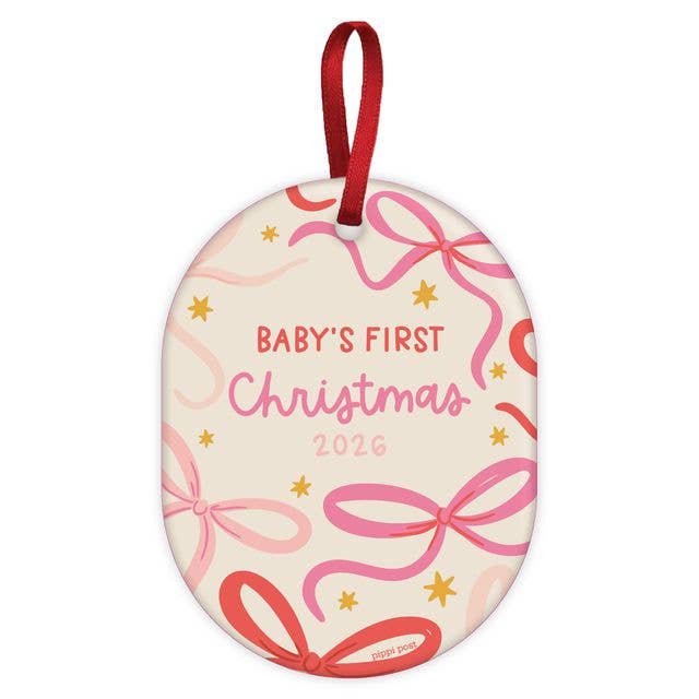 Pippi Post_Baby's First Christmas 2026 Ornament - Pink_1
