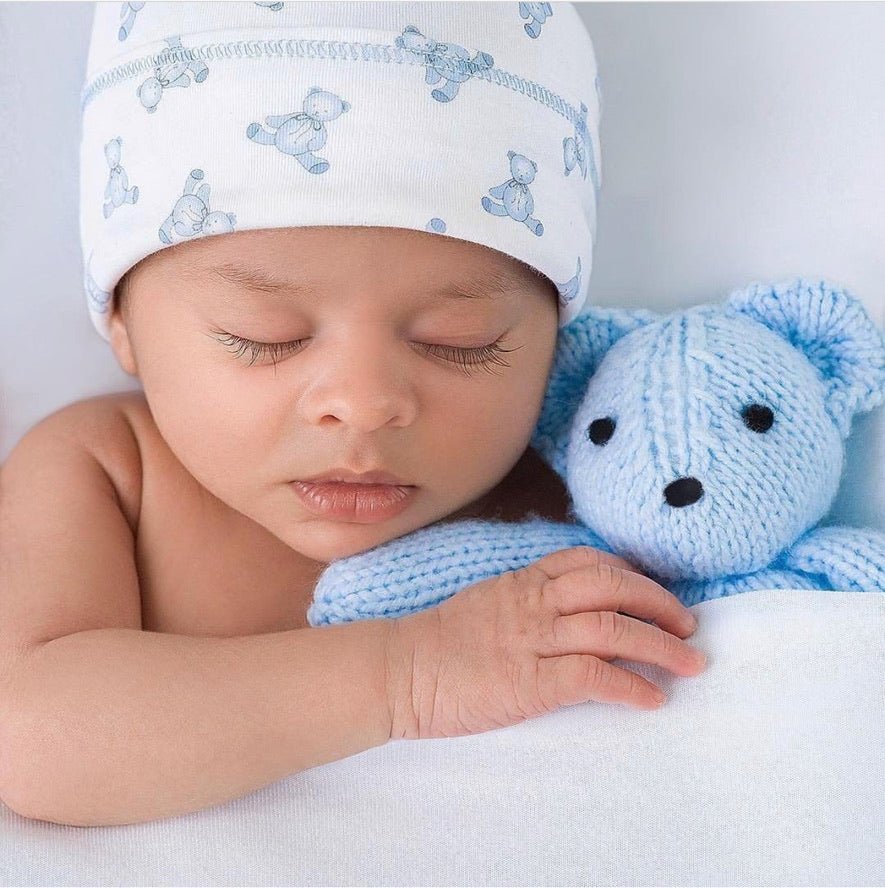 Baby's Teddy Essentials Blue Printed Hat - Magnolia BabyHat