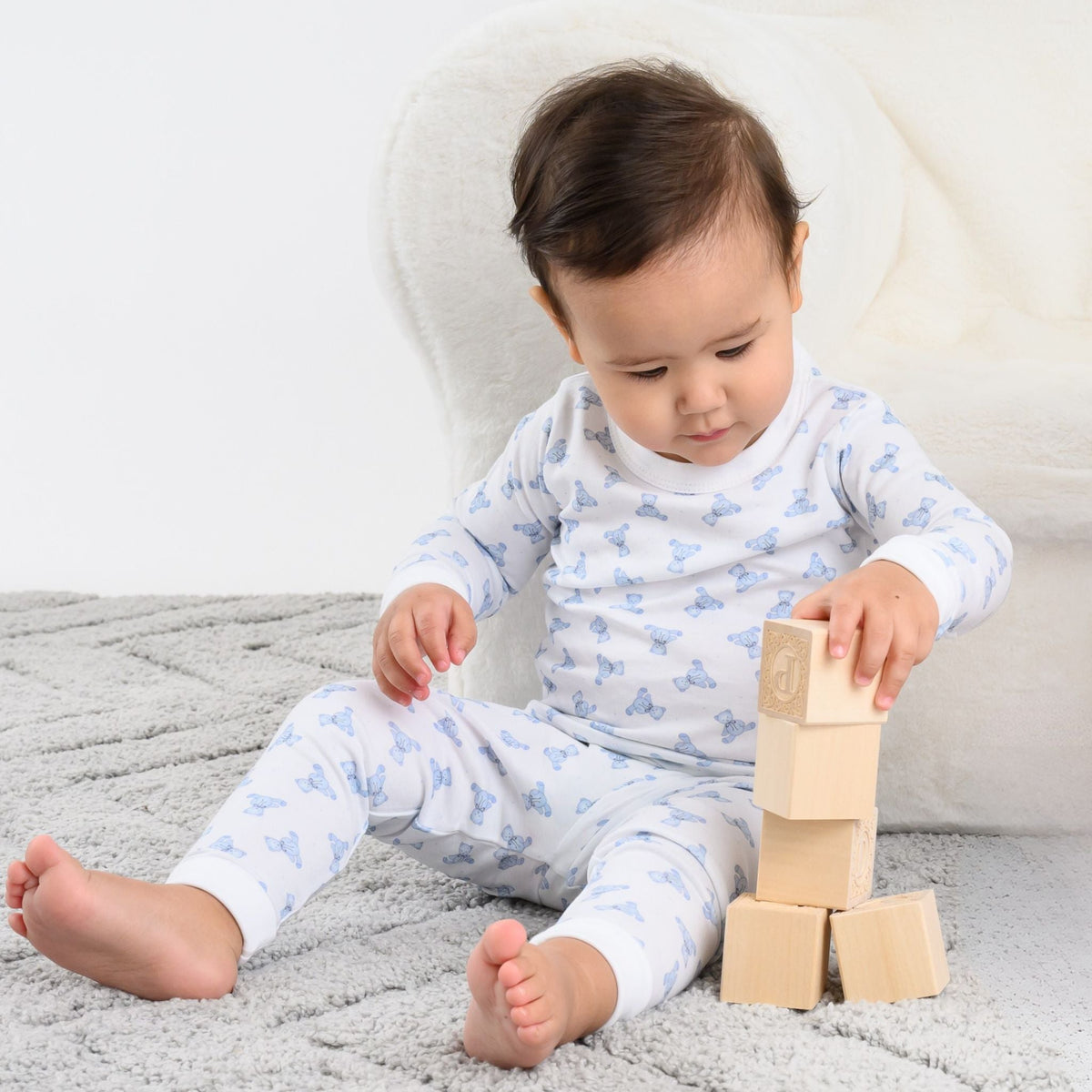 Baby's Teddy Essentials Long Pajamas - Light Blue - Magnolia BabyLong Pajamas