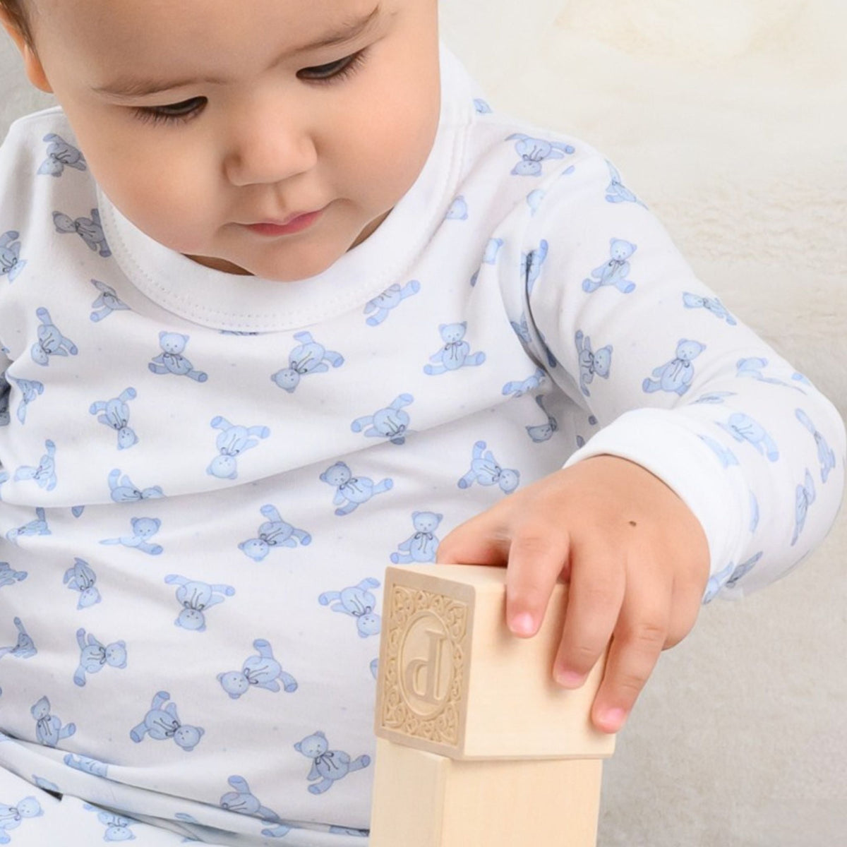 Baby's Teddy Essentials Long Pajamas - Light Blue - Magnolia BabyLong Pajamas
