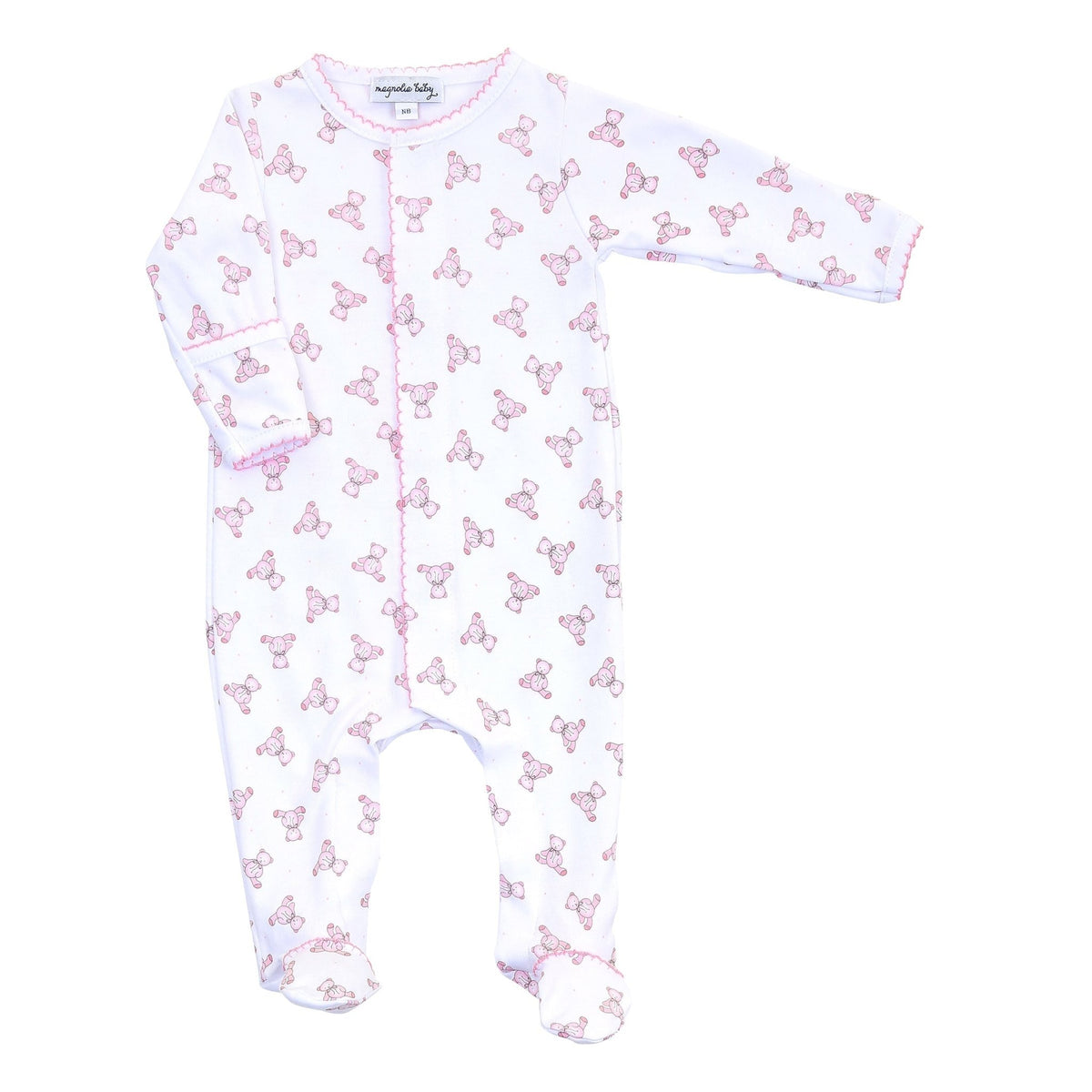 Baby's Teddy Essentials Pink Printed footie - Magnolia BabyFootie