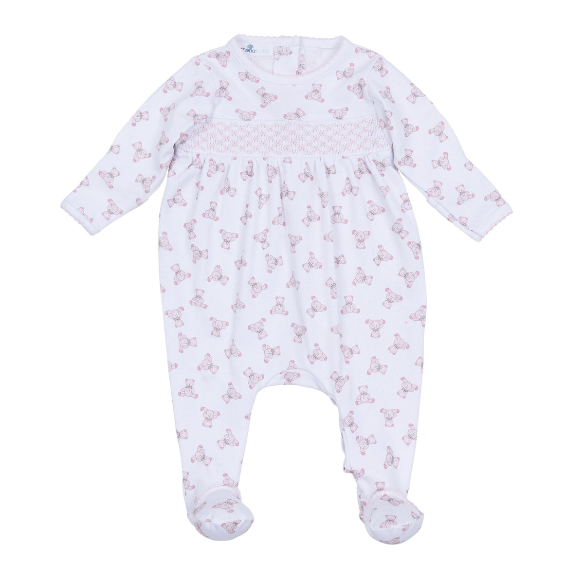 Baby's Teddy Smocked Footie - Pink - Magnolia BabyFootie