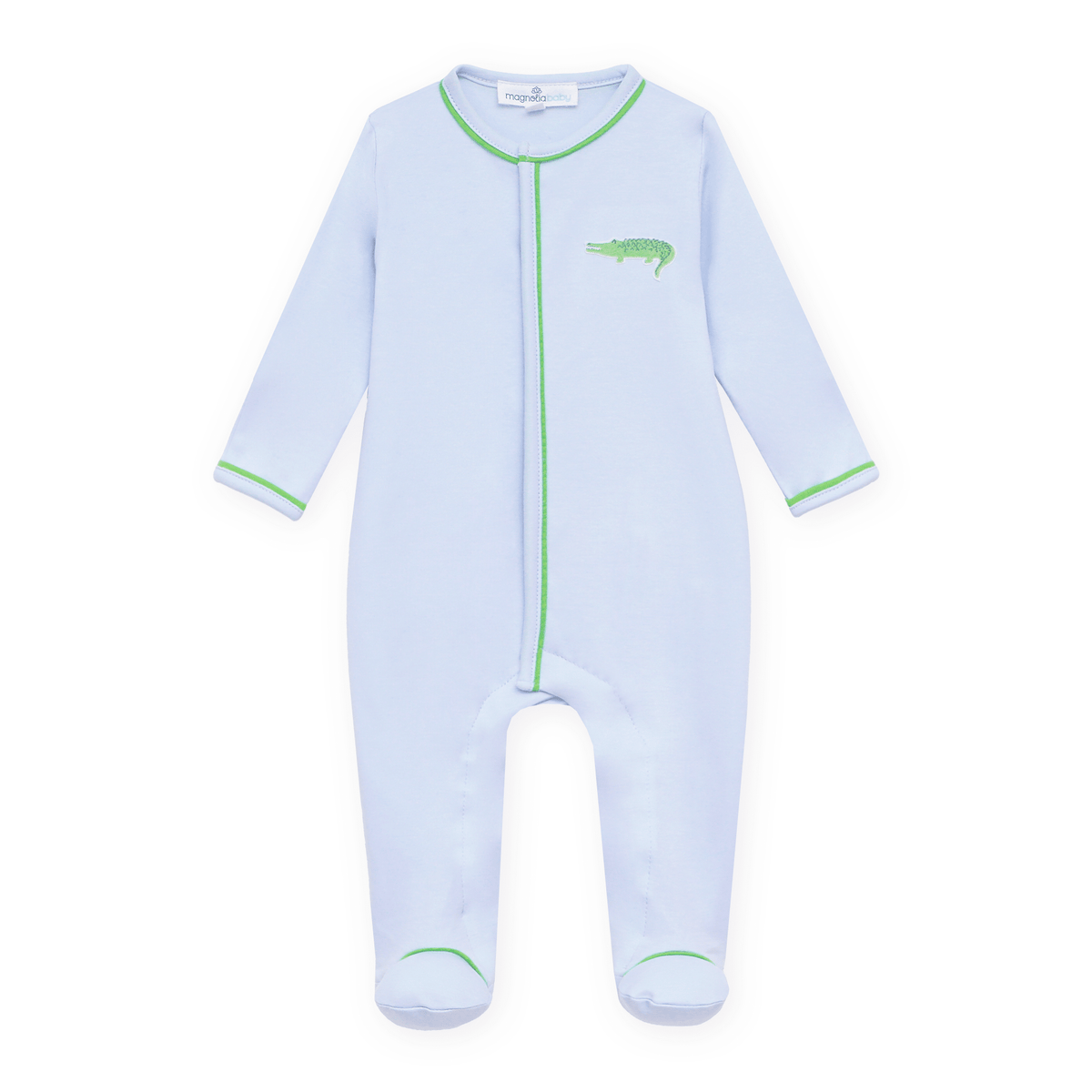 Bayou Baby Hand-Embroidered Footie - Light Blue - Magnolia BabyFootie