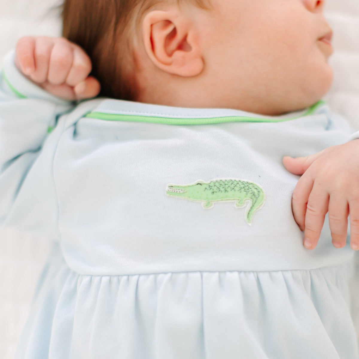Magnolia Baby_Bayou Baby Hand-Embroidered Gathered Gown - Light Blue_2