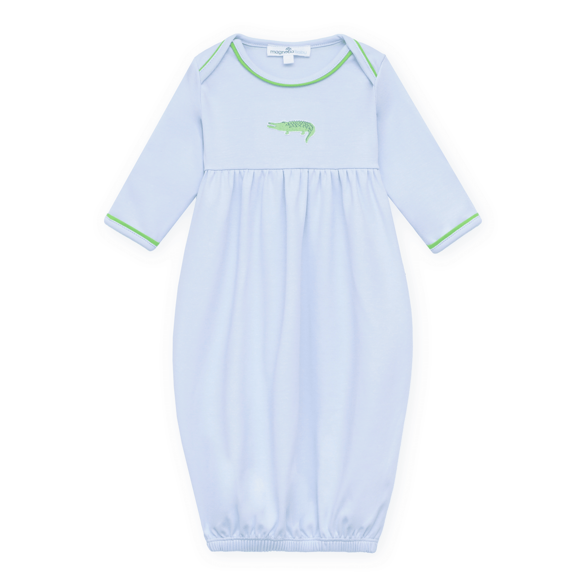 Magnolia Baby_Bayou Baby Hand-Embroidered Gathered Gown - Light Blue_4