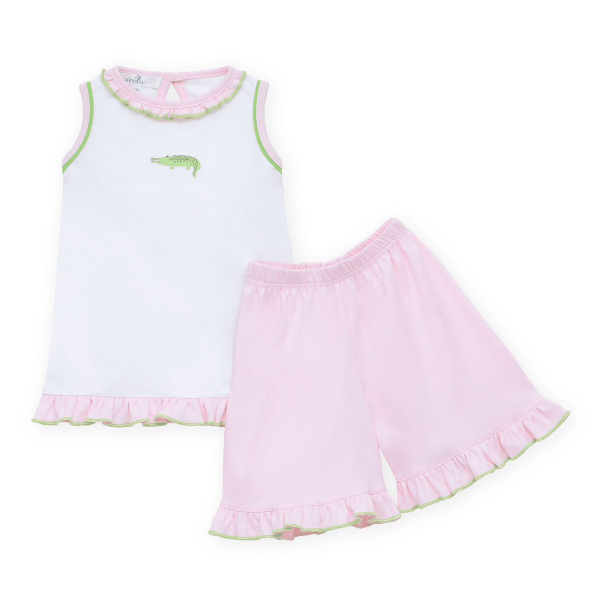 Magnolia Baby_Bayou Baby Hand-Embroidered Ruffle Short Set - Pink_1