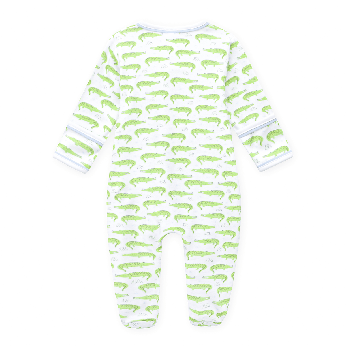 Bayou Baby Print Zip Footie - Light Blue - Magnolia BabyFootie