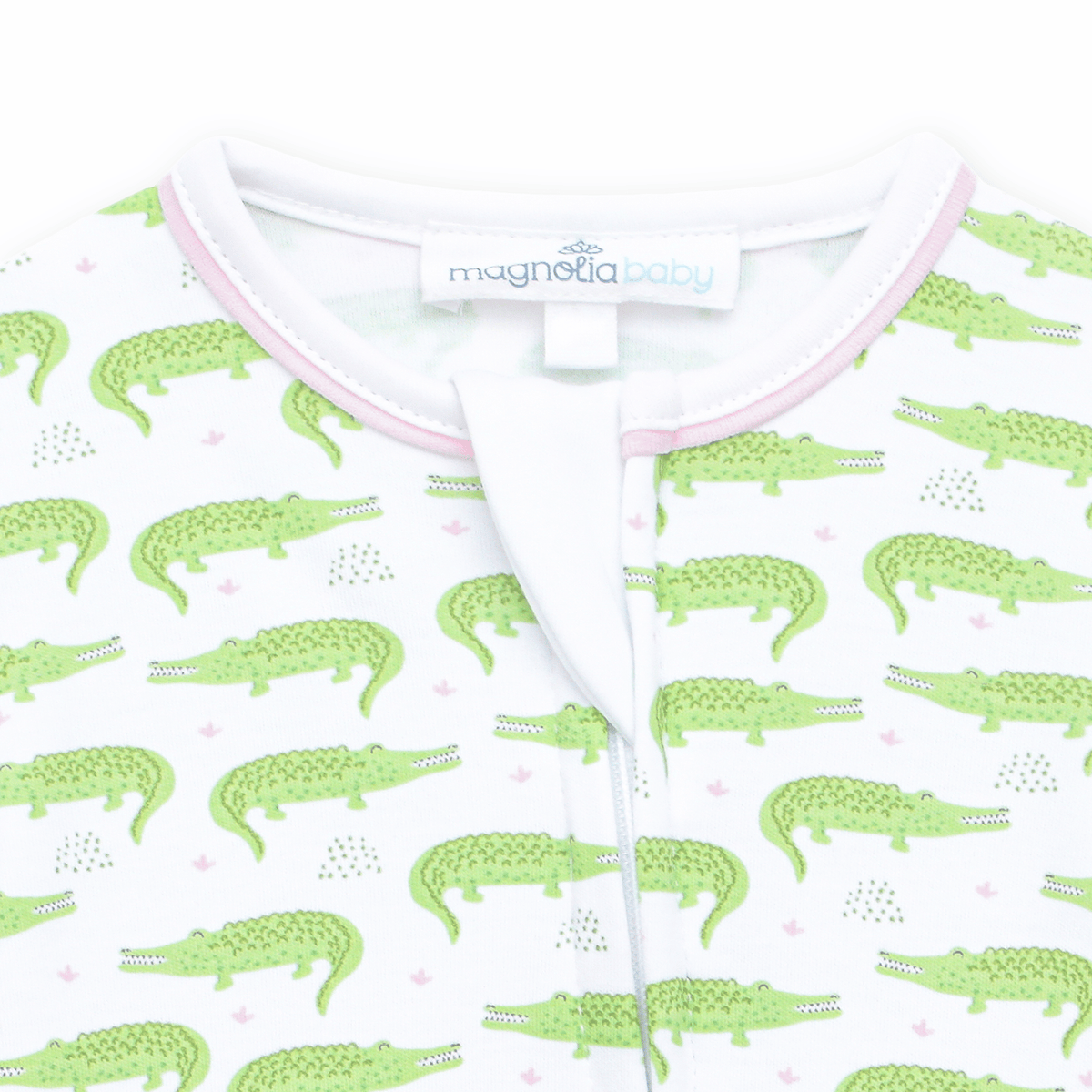 Bayou Baby Print Zip Footie - Pink - Magnolia BabyFootie