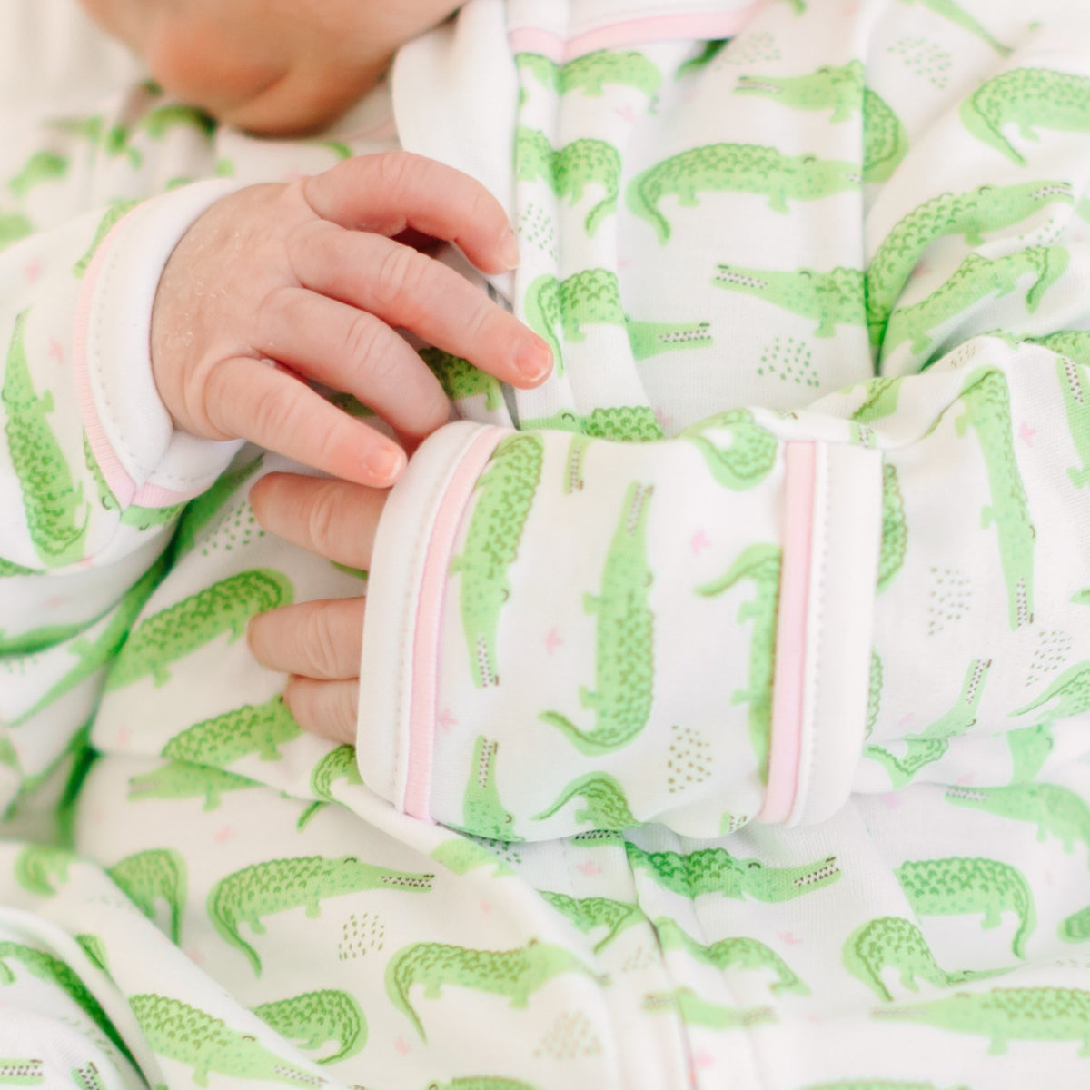 Bayou Baby Print Zip Footie - Pink - Magnolia BabyFootie