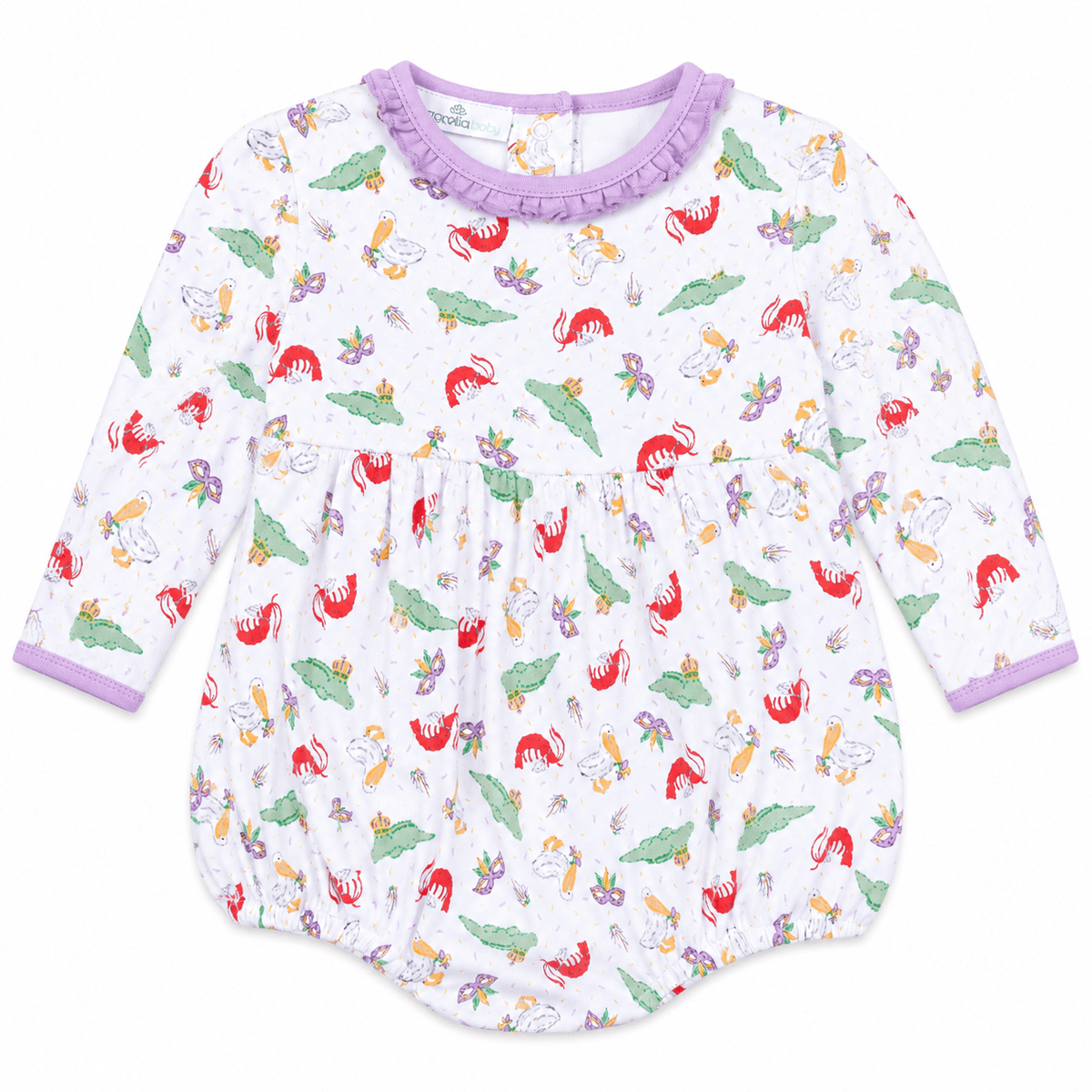 Magnolia Baby_Bayou Pals Print Ruffle Long Sleeve Bubble_1
