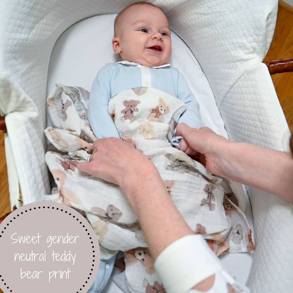 Bear Hugs Baby Muslin Swaddle Blanket - Magnolia BabySwaddle Blanket