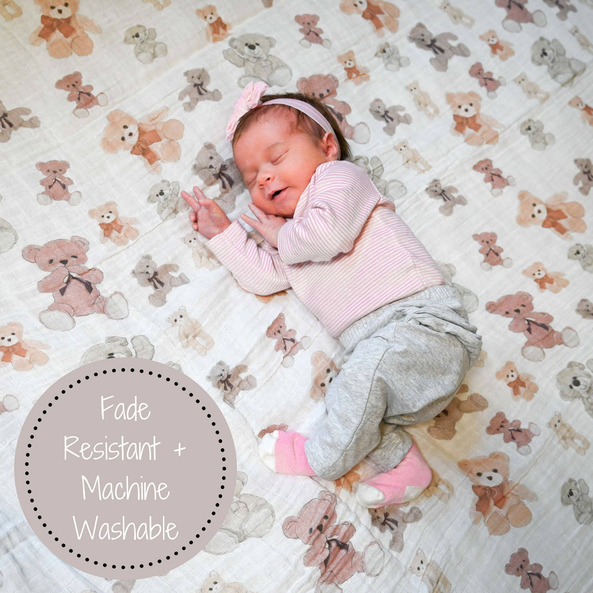 Bear Hugs Baby Muslin Swaddle Blanket - Magnolia BabySwaddle Blanket