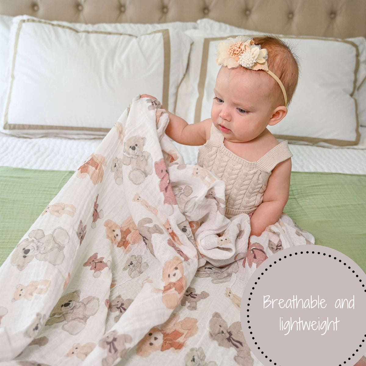Bear Hugs Baby Muslin Swaddle Blanket - Magnolia BabySwaddle Blanket