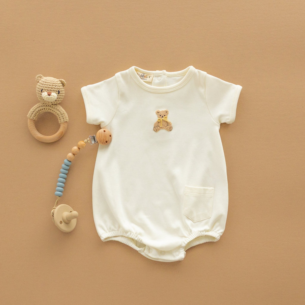 Bear Hugs Hand-Embroidered Bubble - Ivory - Magnolia BabyBubble
