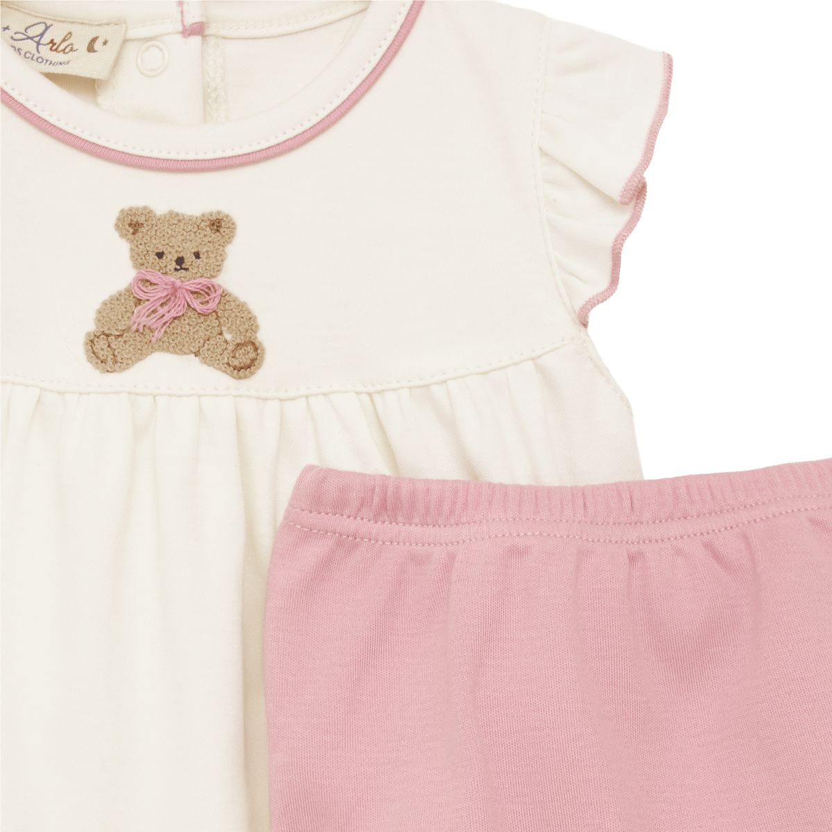 Bear Hugs Ruffle Diaper Cover Set - Dusty Rose - Magnolia BabyDiaper Cover