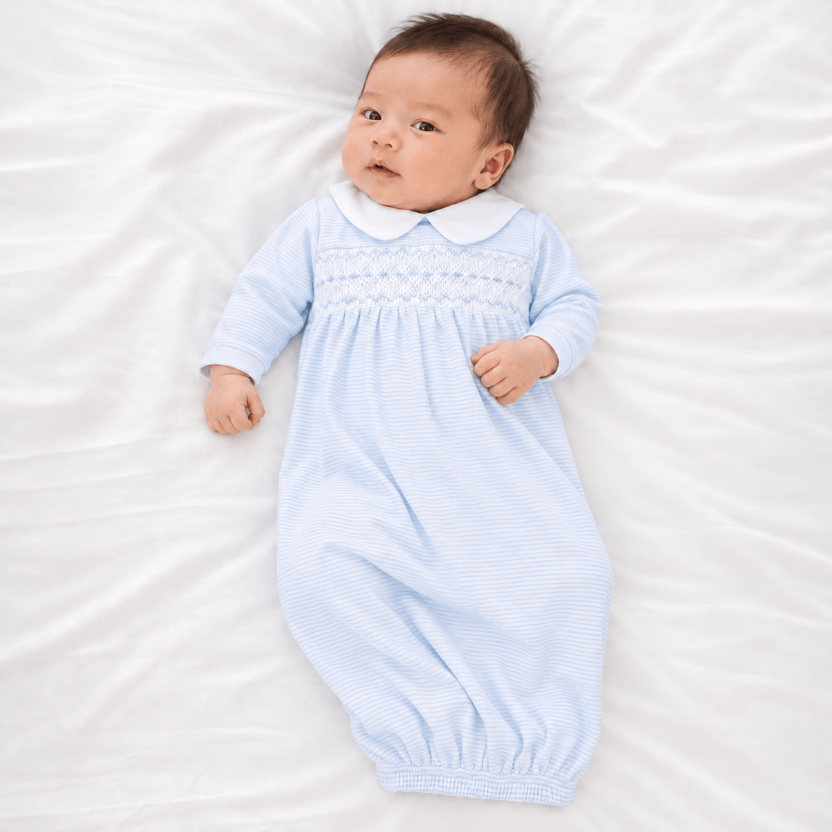 Magnolia Baby_Benjamin Smocked Gown - Light Blue_1