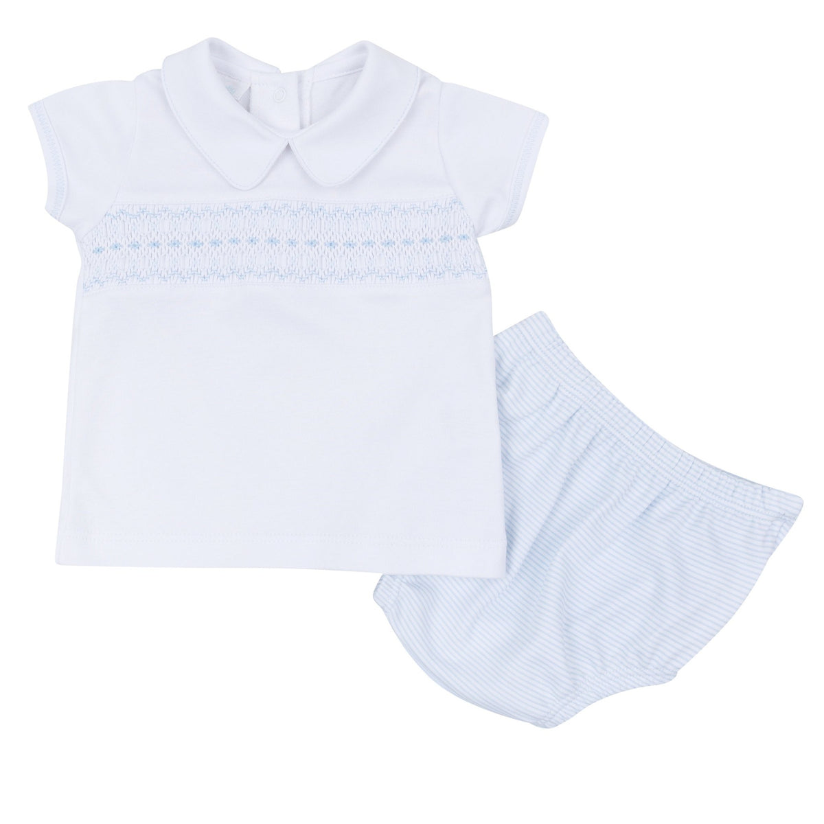 Magnolia Baby_Benjamin Smocked Short Sleeve Diaper Cover Set - Light Blue_1